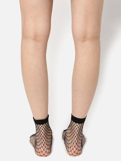Black Fishnet Ankle Length Socks