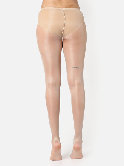 Beige Solid Sheer Stockings