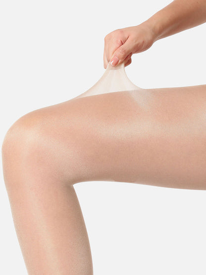 Beige Solid Sheer Stockings