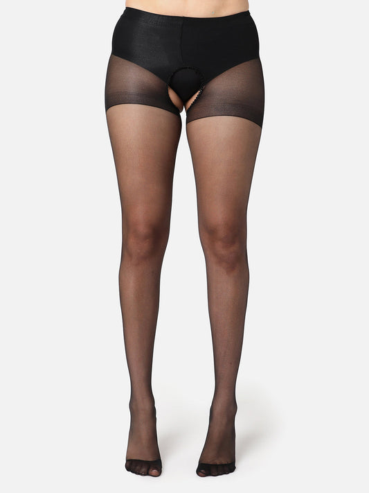 Black Solid Sheer Stockings
