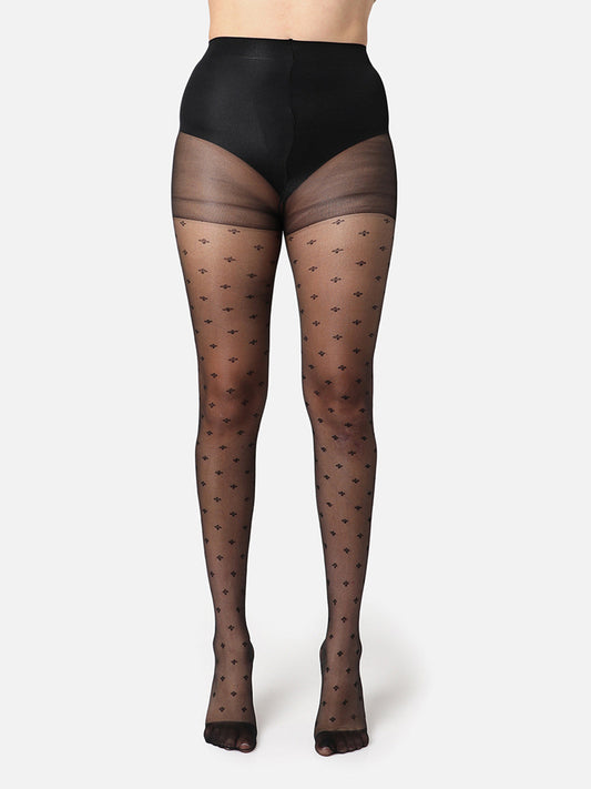 Black Printed Sheer Stockings