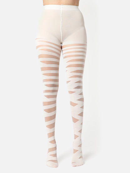 White Striped Sheer Stockings