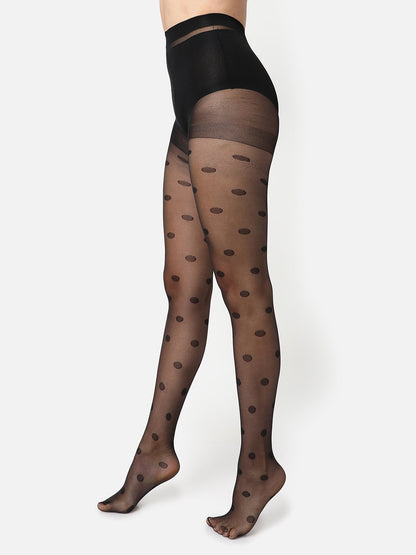 Black Printed Sheer Stockings