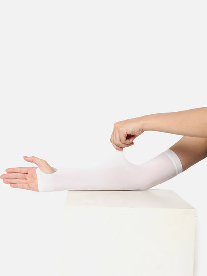 White Solid Detachable Arm Sleeves