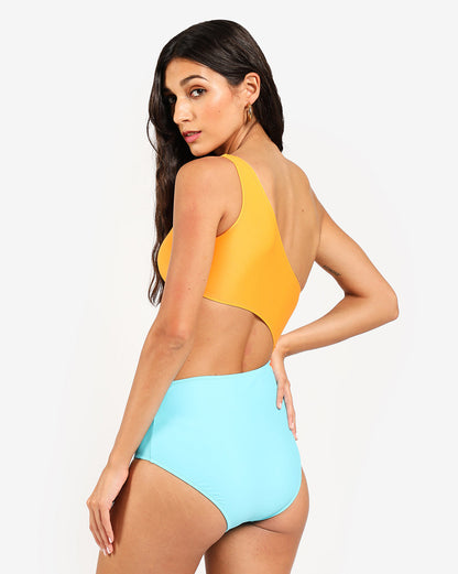 Two-Tone One-Piece Swimsuit