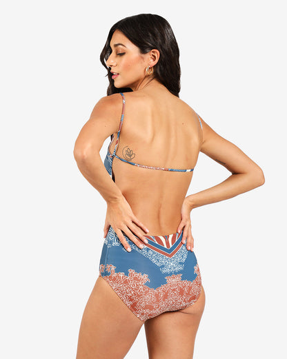 Printed Shoulder Strap One-Piece Swimsuit