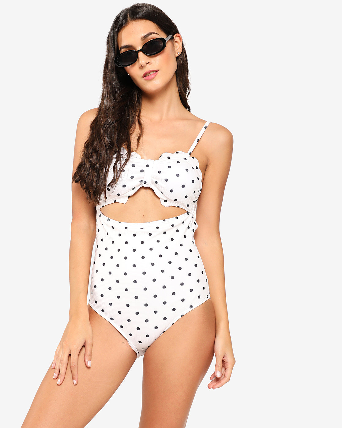 Women polka dot one piece swimsuit