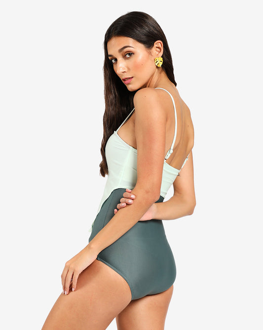 Dual Tone One Piece Swim Suit
