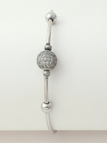 Transparent Analog Round Dial With Black Leather Strap Watch & Bracelet