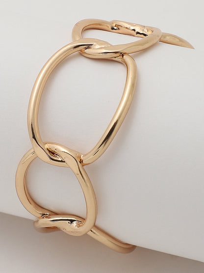 Rose Gold Analog Round Dial With Metal Mesh Strap Watch & Bracelet