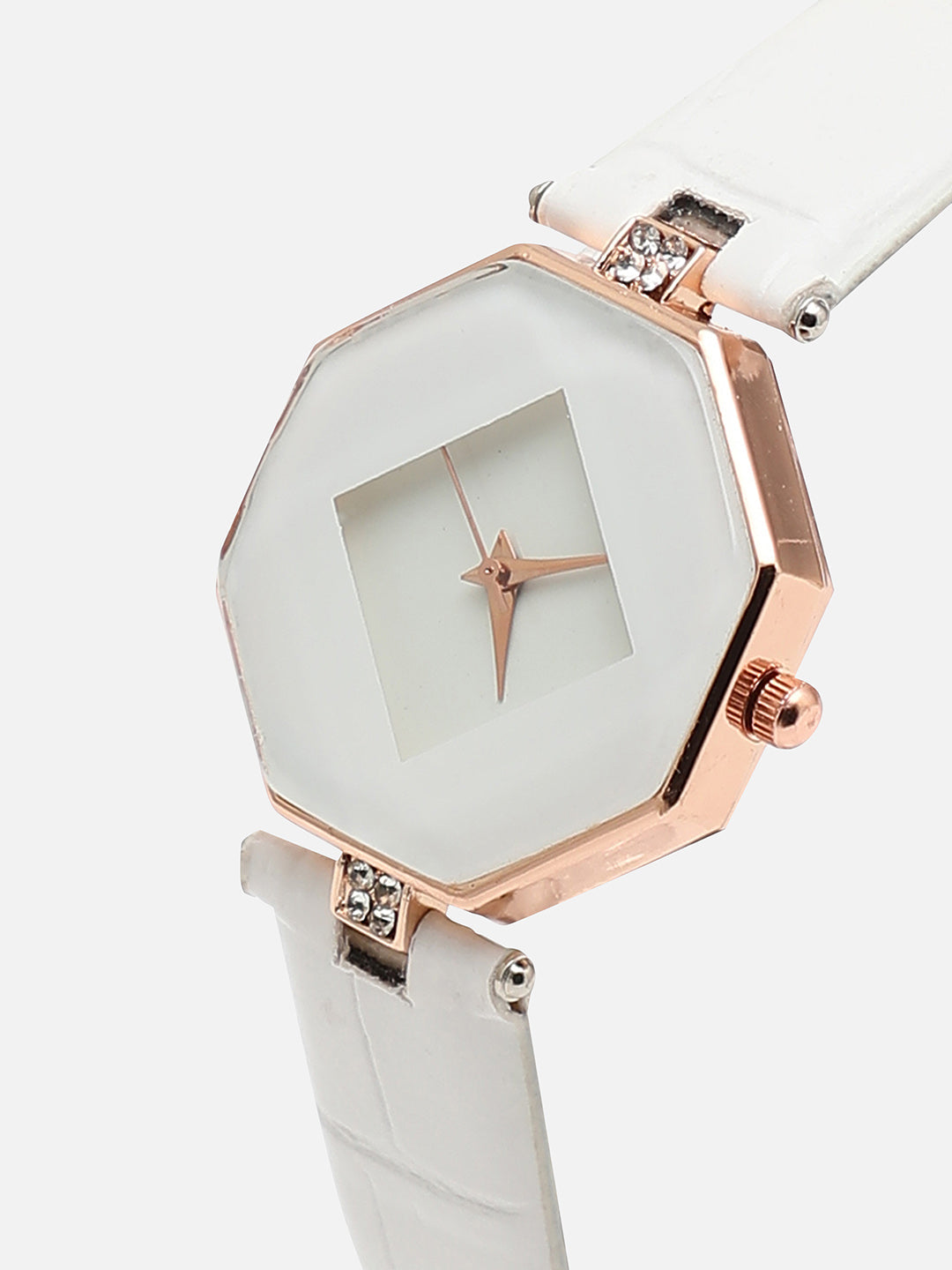 White Hectagon Analogue Watch