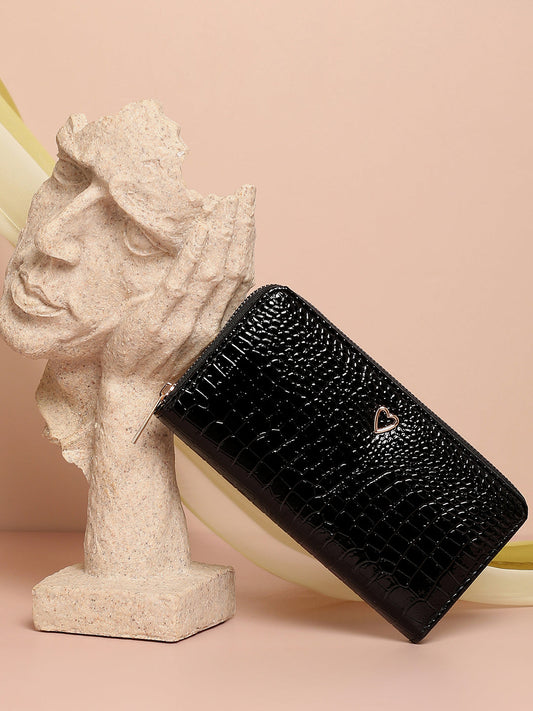 Black Textured Vegan Leather Wallet