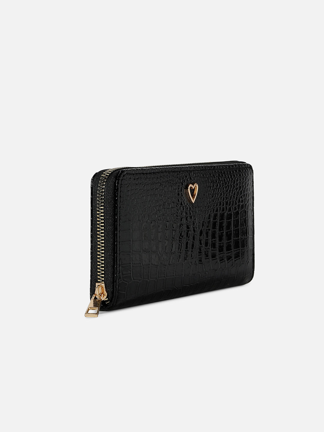 Black Textured Vegan Leather Wallet