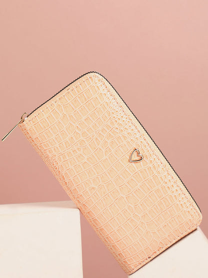 Pink Textured Vegan Leather Wallet