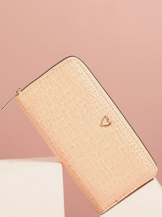 Pink Textured Vegan Leather Wallet