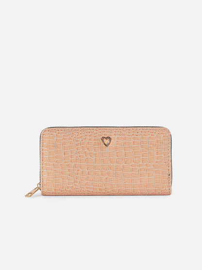 Pink Textured Vegan Leather Wallet