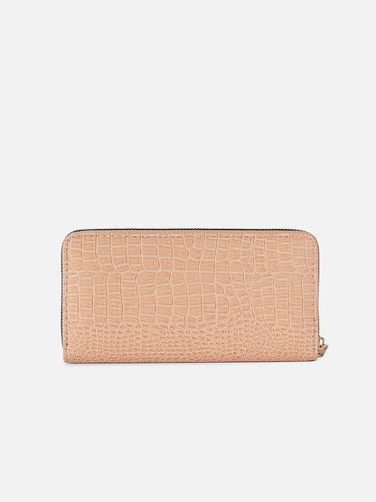 Pink Textured Vegan Leather Wallet