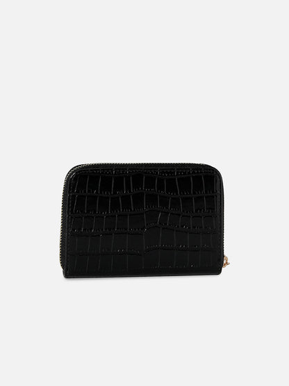 Black Textured Vegan Leather Wallet