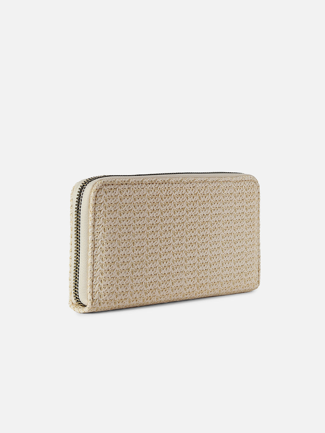White Textured Vegan Leather Wallet