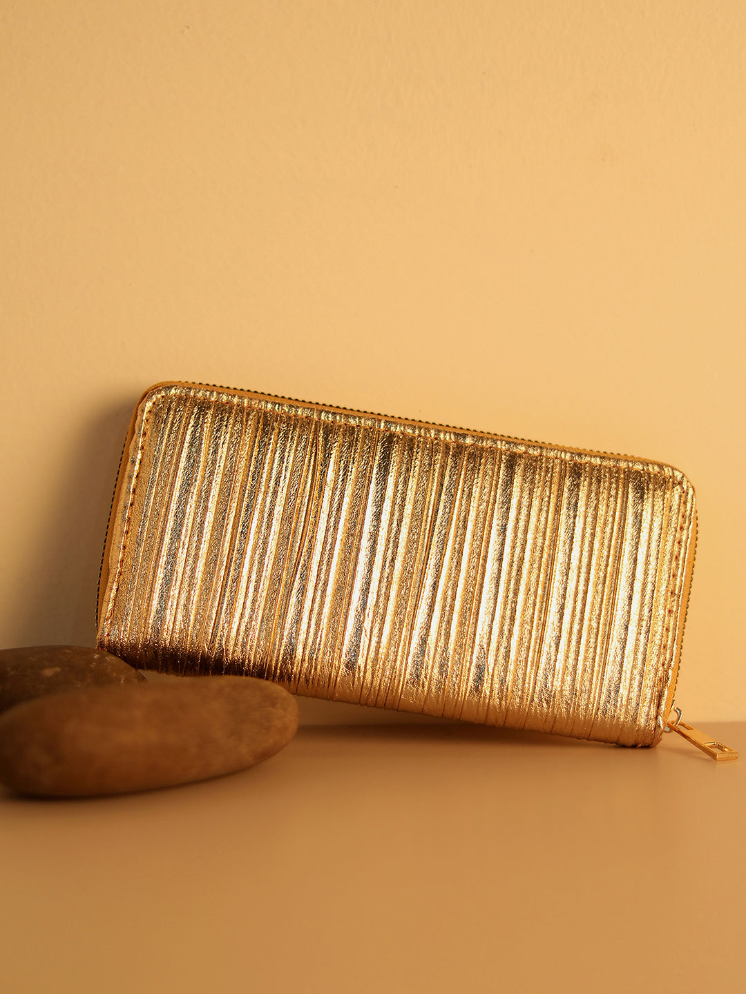 Gold Textured Vegan Leather Wallet
