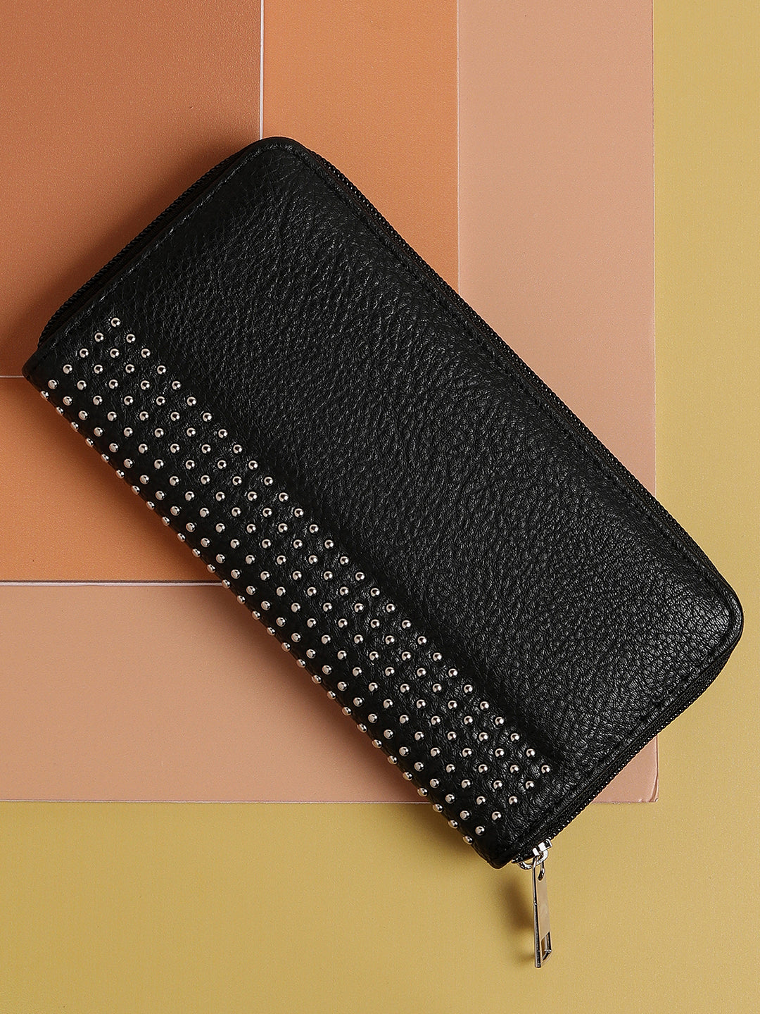 Black Textured Vegan Leather Wallet