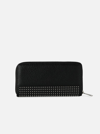 Black Textured Vegan Leather Wallet