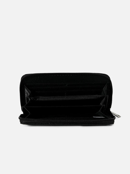BLACK TEXTURED VEGAN LEATHER WALLET