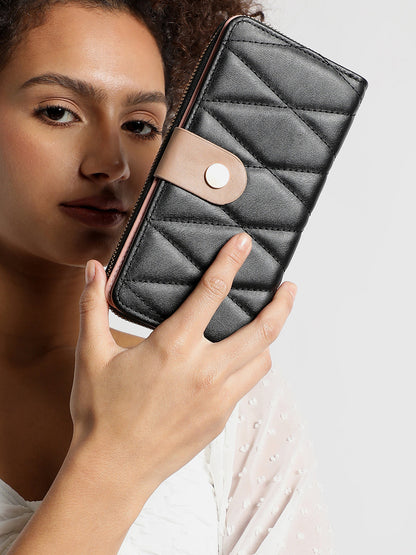 Black Textured Vegan Leather Wallet