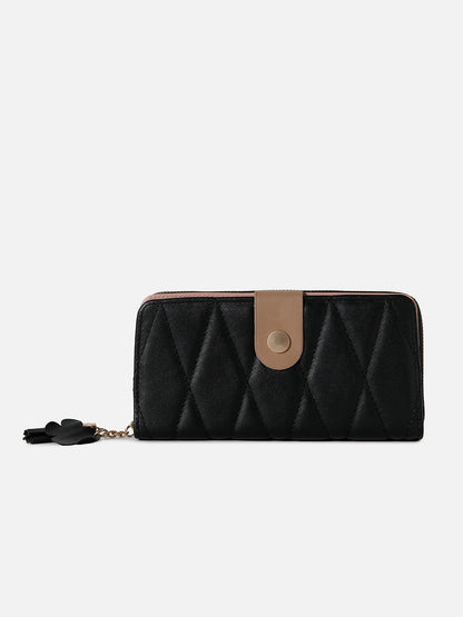 Black Textured Vegan Leather Wallet