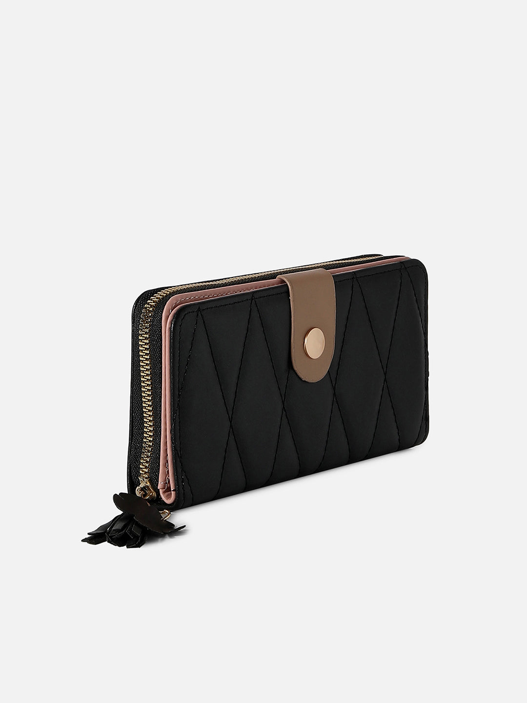 Black Textured Vegan Leather Wallet