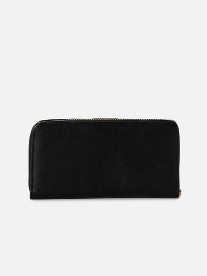 Black Textured Vegan Leather Wallet