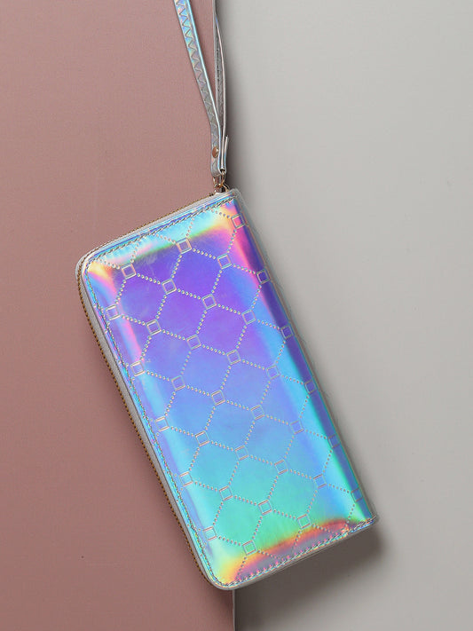 Silver Textured Vegan Leather Wallet