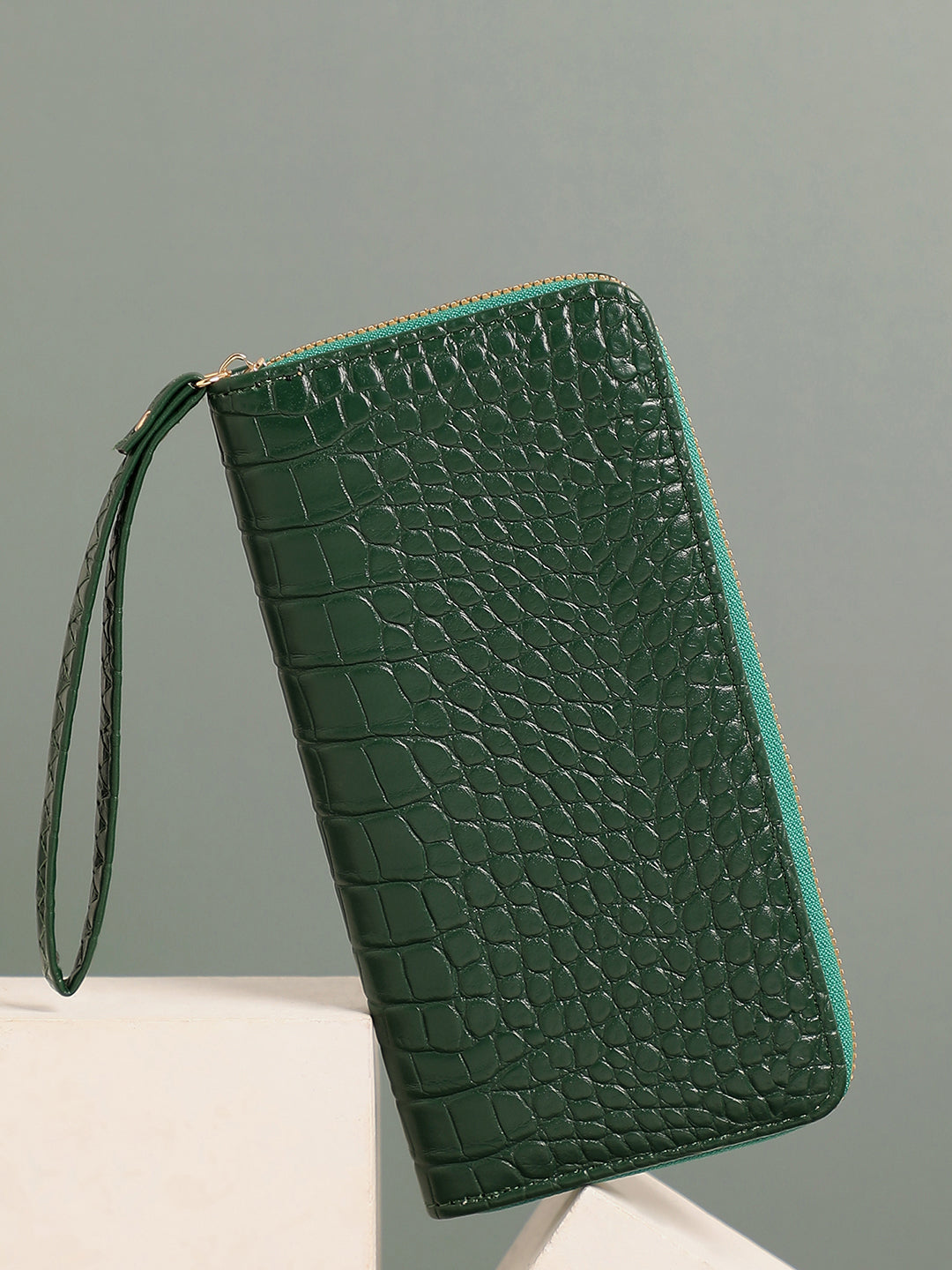 Forest Green Textured Vegan Leather Wallet