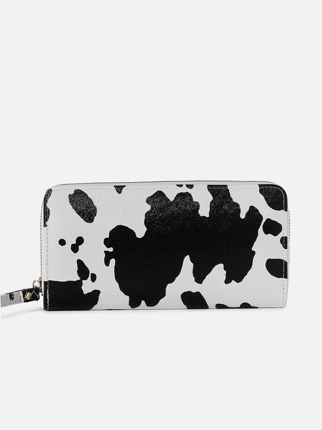 White & Black Cow Printed Vegan Leather Wallet