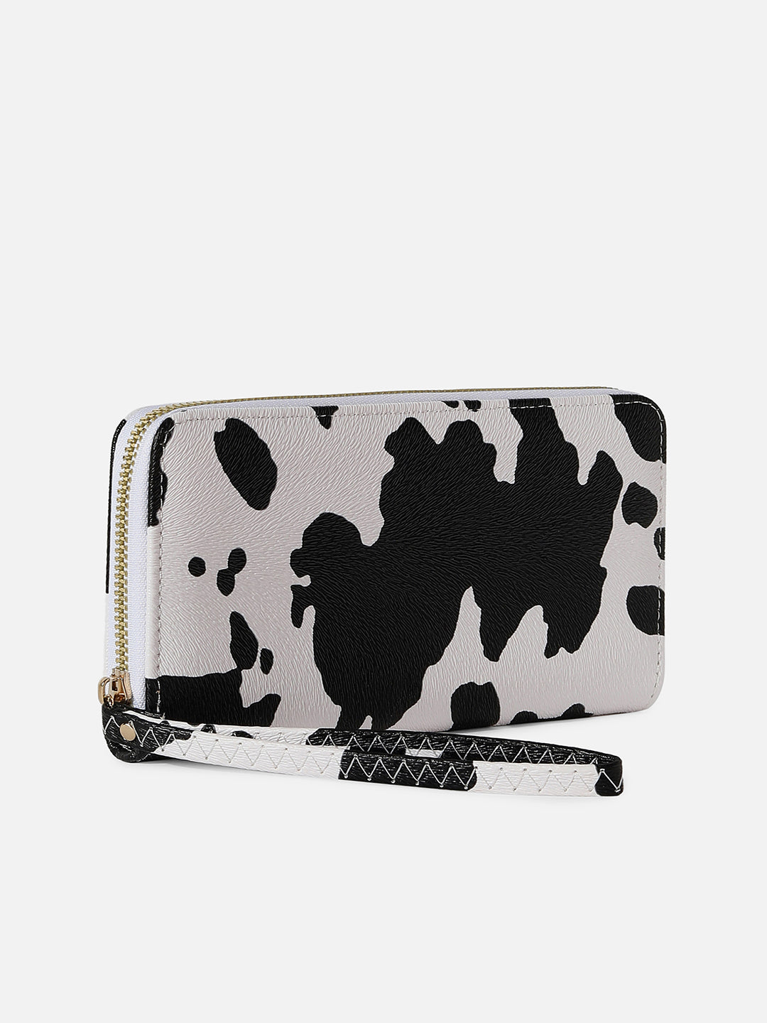 White & Black Cow Printed Vegan Leather Wallet