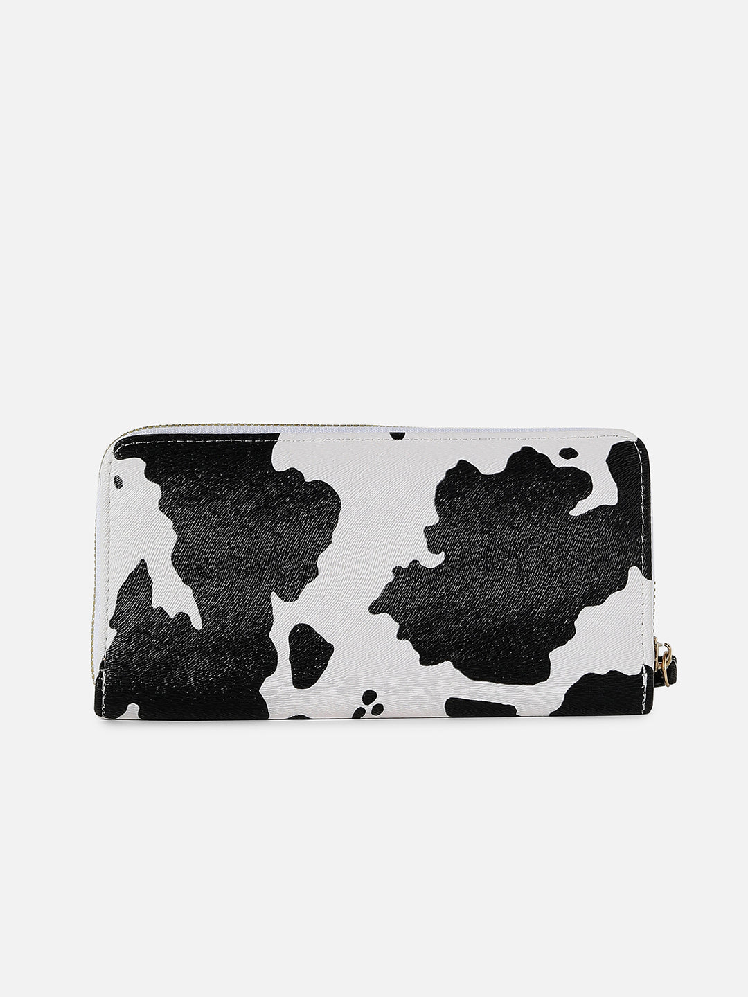 White & Black Cow Printed Vegan Leather Wallet