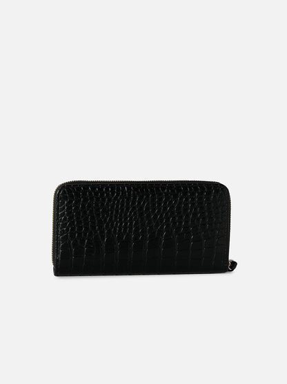 Black Textured Vegan Leather Wallet