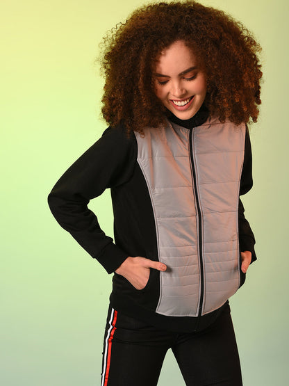 Zip-Front Jacket With Quilted Details