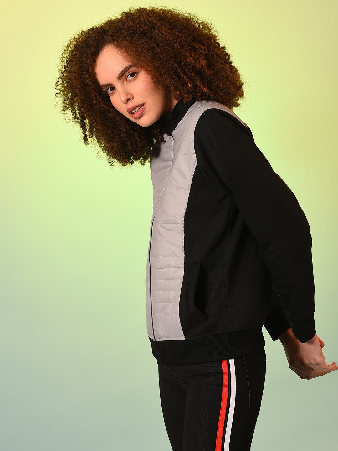 Zip-Front Jacket With Quilted Details