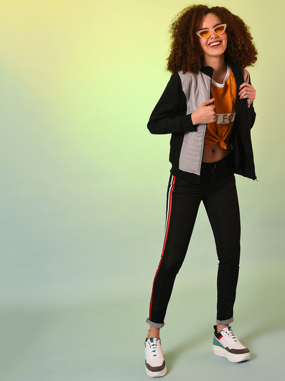 Zip-Front Jacket With Quilted Details