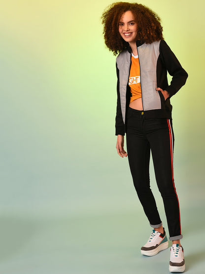 Zip-Front Jacket With Quilted Details