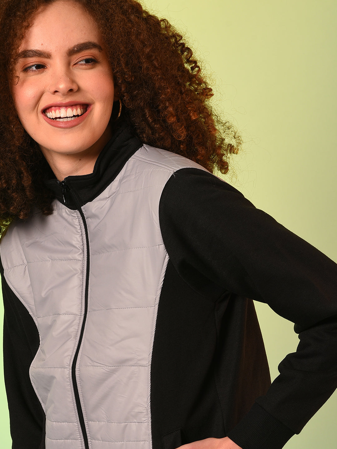 Zip-Front Jacket With Quilted Details