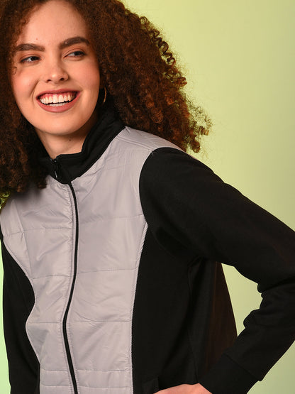 Zip-Front Jacket With Quilted Details