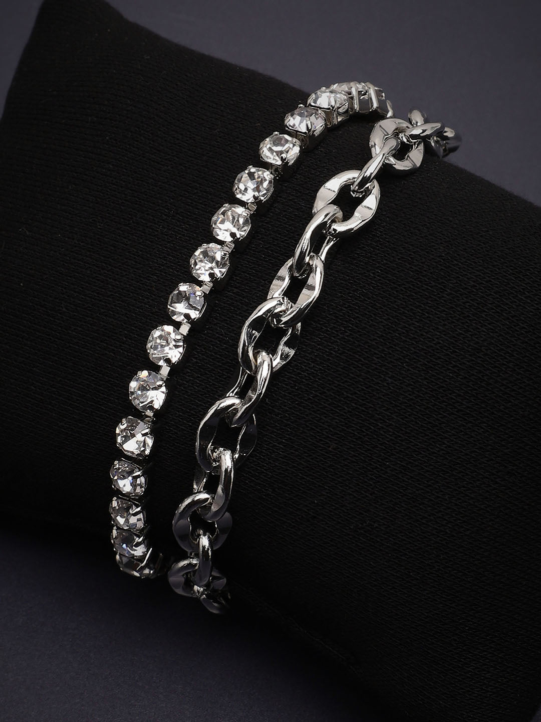 Silver Plated Party Designer Stone Bracelet