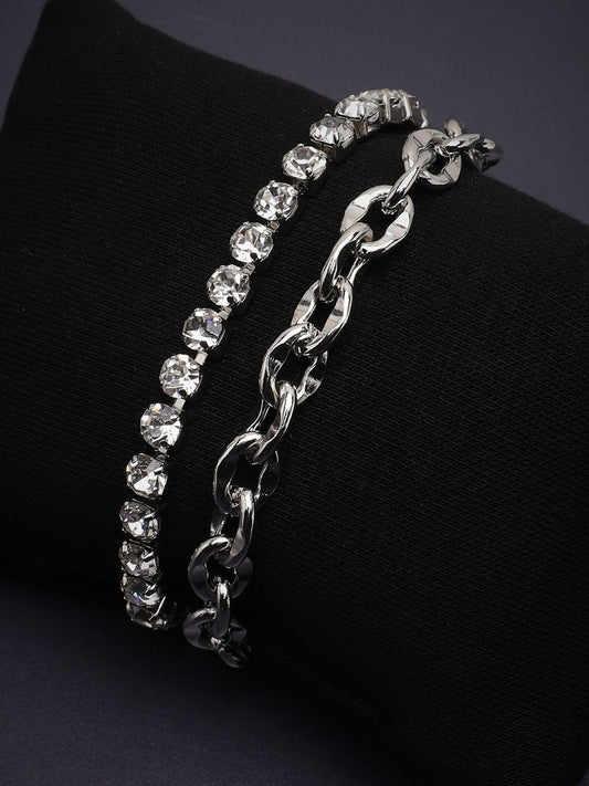 Silver Plated Party Designer Stone Bracelet