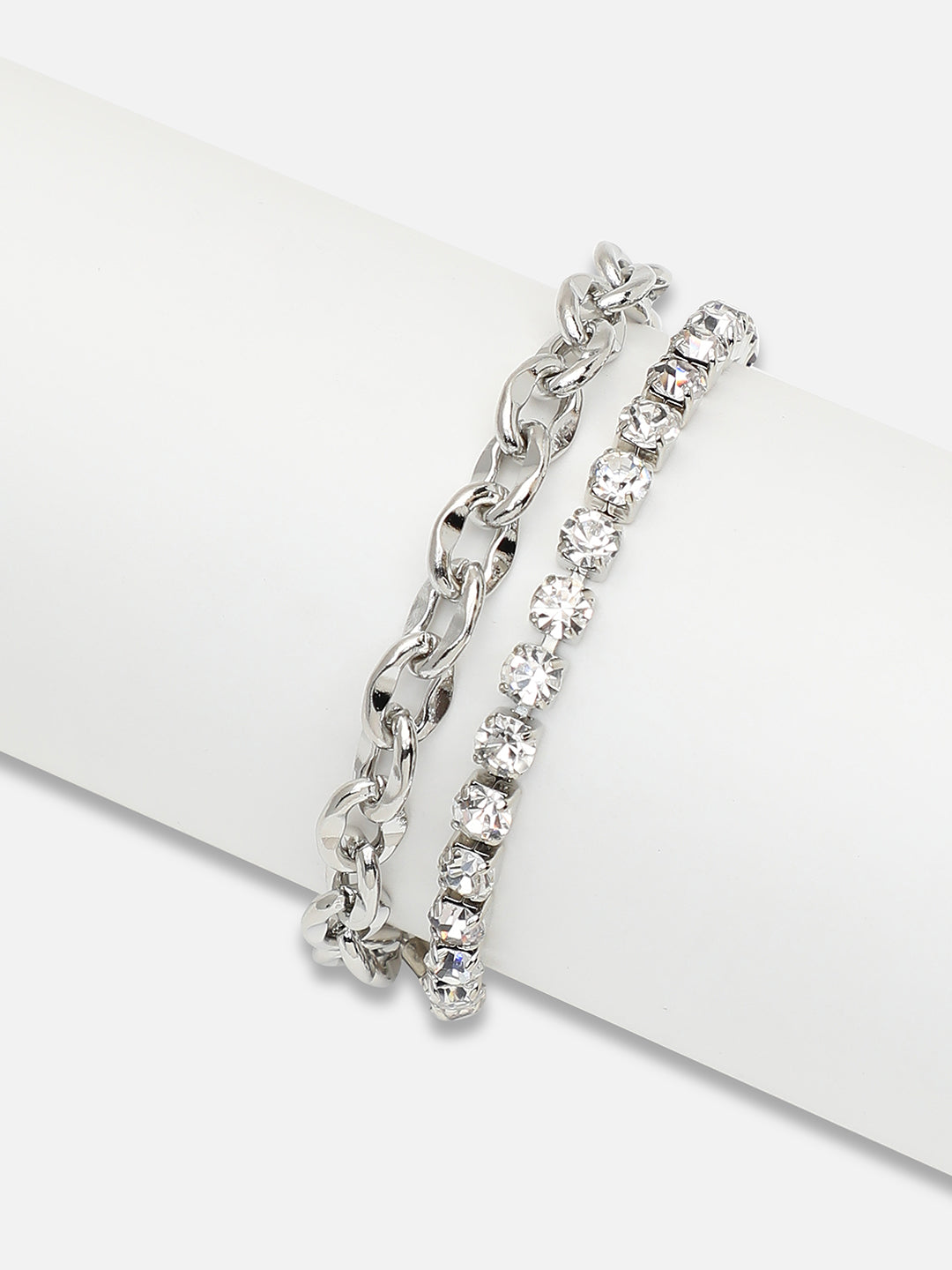 Silver Plated Party Designer Stone Bracelet