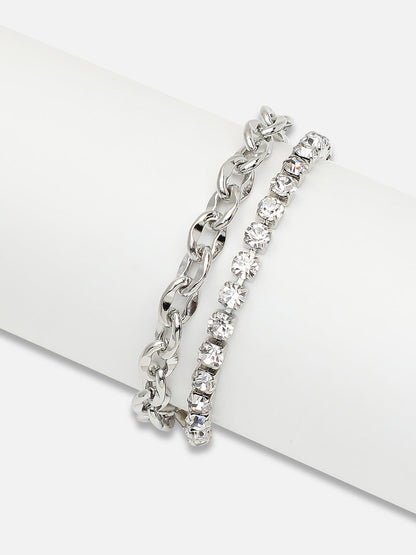 Silver Plated Party Designer Stone Bracelet