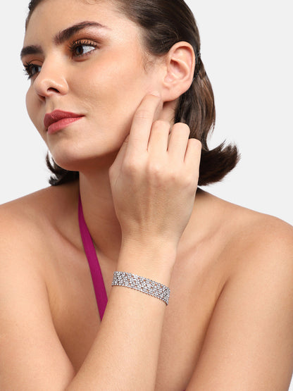 Silver Plated Party American Diamond Bracelet