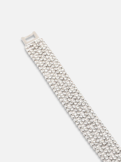 Silver Plated Party American Diamond Bracelet