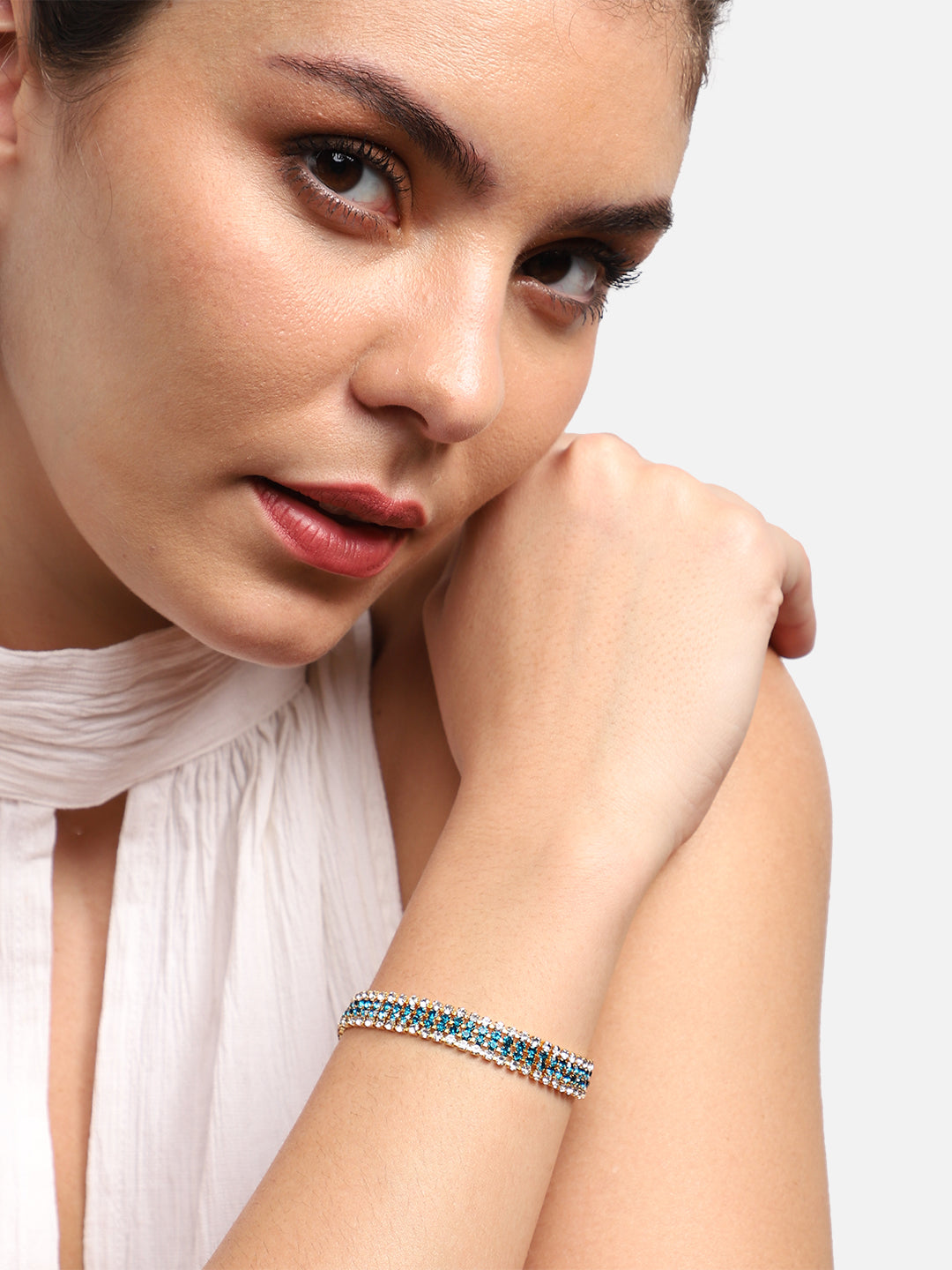 Gold Plated Party Designer Stone Bracelet For Women